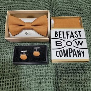 Orange Bow Tie and Cufflinks Set